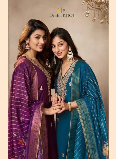 LABEL KHOJ 9814-A TO 9814-D DESIGNER EMBROIDERY SALWAR SUIT WHOLESALER IN INDIA